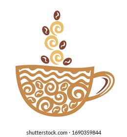 Beautiful pattern coffee cup. Vector illustration