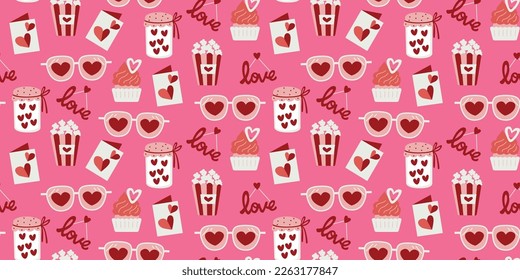 Beautiful Pattern cute cartoon for love concept. sweet beautiful heart. Cartoon illustration for fashion, Valentine's Day, wrap paper, cards or about love and wedding.