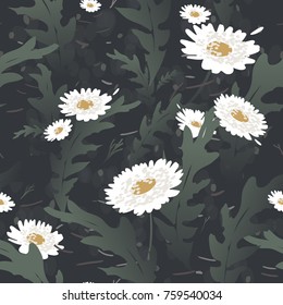 Beautiful pattern of daisies seamless. White flowers for printing on clothing