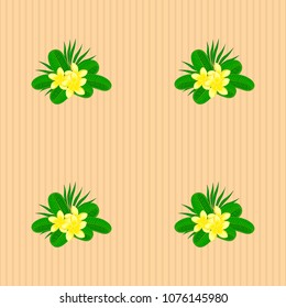 Beautiful pattern for decoration and design. Trendy print in yellow, beige and green colors. Watercolor seamless pattern with plumeria flowers. Exquisite pattern with plumeria flowers in vintage style