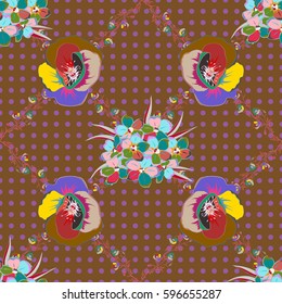 Beautiful pattern for decoration and design. Trendy print on a brown background. Watercolor seamless pattern with flowers. Exquisite pattern of watercolor sketches of the flower, vintage style.