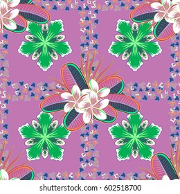 Beautiful pattern for decoration and design. Trendy print in blue, beige and green colors. Watercolor seamless pattern with flowers. Exquisite pattern, watercolor sketch with flowers, vintage style.
