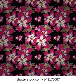 Beautiful pattern for decoration and design. Trendy print in green and pink colors. Watercolor seamless pattern with flowers. Exquisite pattern, watercolor sketch with flowers, vintage style.