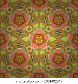 Beautiful pattern for decoration and design. Watercolor seamless pattern with flowers. Trendy print in yellow, orange and pink colors. Exquisite pattern, watercolor sketch with flowers, vintage style.