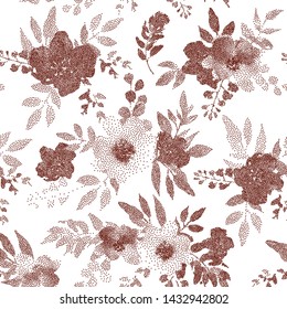 Beautiful pattern dots flowers, great design for any purposes. Modern stylish dot texture. Seamless vector pattern. 
