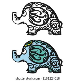 Beautiful pattern elephant. Vector illustration