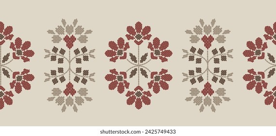 Beautiful Pattern Embroidery floral, leaves and branches pattern design, hem, skirt, adorning sleeves flower embroidery. beautiful border floral embroidery. Ethnic flower pattern.