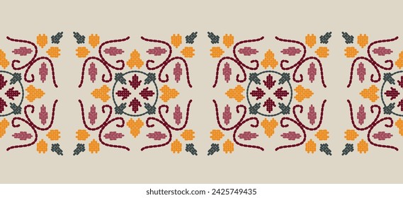 Beautiful Pattern Embroidery floral, leaves and branches pattern design, hem, skirt, adorning sleeves flower embroidery. beautiful border floral embroidery. Ethnic flower pattern.