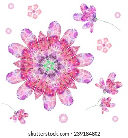 Beautiful pattern with Flower. Card of Watercolor made in vector. Perfect  pattern, design, birthday other holiday, background for web pages. Bright illustration
