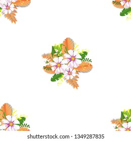 Beautiful pattern flower Daisy summer with tropical leaves. Vector tropic pattern.