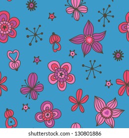 Beautiful pattern with flowers and cute details. Romantic abstract background. Lovely skin for your device. Vector illustration