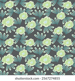 Beautiful pattern with flowers and leaf. Floral vector illustration.