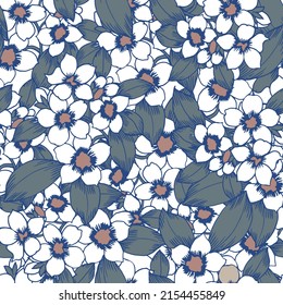 Beautiful pattern with flowers and leaf.Floral vector illustration. 