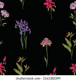 Beautiful pattern with flowers and leaf.Floral vector illustration. 
