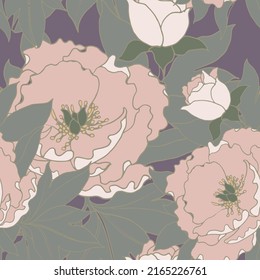 Hermoso patrón con flores y hojas. Ilustración vectorial floral. 
