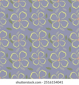 Hermoso patrón con flores y hojas. Ilustración vectorial floral.