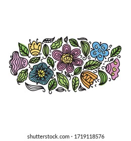 Schöne Muster Blumen und Blätter. Vektorgrafik