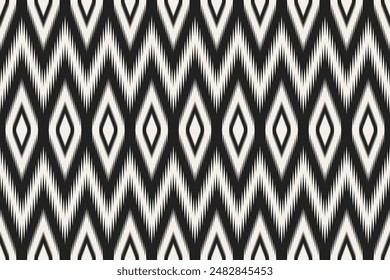 Beautiful pattern, folk embroidery, bohemian style, abstract print, seamless fabric design for fabric, rug, shirt, bag. Ethnic ikat pattern