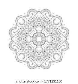 Schönes Muster in Form einer Mandala. Design-Farbbuch-Seite Antistress. Vektorgrafik mandala für Mehndi, Tattoo, Dekor, Henna, Postkarte, Abdeckung. Mehndi-Stil.