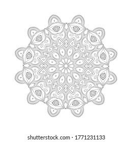 Beautiful pattern in the form of a mandala. Design Coloring book page antistress. Vector illustration mandala for mehndi,tattoo, decor, henna, postcard, cover. Mehndi style.
