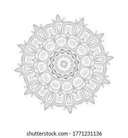 Schönes Muster in Form einer Mandala. Design-Farbbuch-Seite Antistress. Vektorgrafik mandala für Mehndi, Tattoo, Dekor, Henna, Postkarte, Abdeckung. Mehndi-Stil.