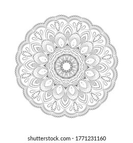 Beautiful pattern in the form of a mandala. Design Coloring book page antistress. Vector illustration mandala for mehndi,tattoo, decor, henna, postcard, cover. Mehndi style.