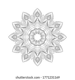 Beautiful pattern in the form of a mandala. Design Coloring book page antistress. Vector illustration mandala for mehndi,tattoo, decor, henna, postcard, cover. Mehndi style.