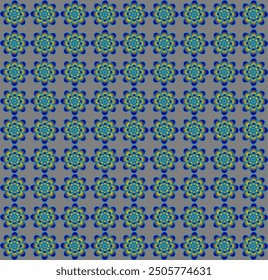 Beautiful pattern of gray and blue flowers on a gray background