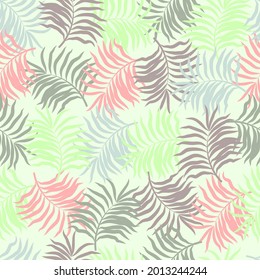 Beautiful pattern with green palm leaves on white background for fabric design.