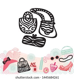 Beautiful pattern handbags. Vector illustration