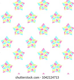 A beautiful pattern of hand-drawn stars. Shape star. Geometric pattern inside the shape of a star. Pattern for decor, paper, fabric. In bright colors