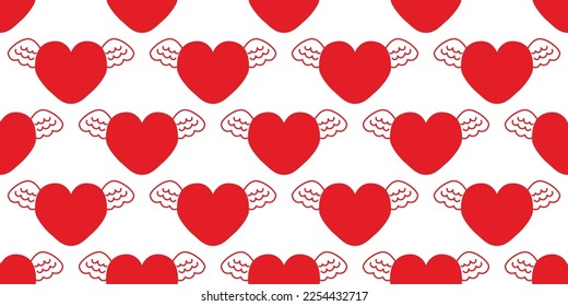 Beautiful pattern. Heart with a wings cartoon illustration. heart fly with angel wings in doodle style. cute heart for decorating the wedding card for valentine's day and love concept.