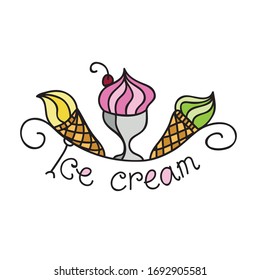 Beautiful pattern ice cream. Vector illustration