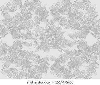 Beautiful pattern javanese batik drawing techniques that use manual hand methods, Gray and light neutral, for backgrounds, carpets, wallpapers, clothing, wrappers, fabrics, classic and vintage.