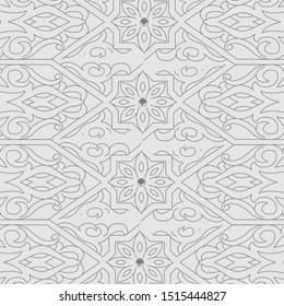 Beautiful pattern Javanese batik drawing techniques that use manual hand methods, Gray and light neutral, for backgrounds, carpets, wallpapers, clothing, wrappers, fabrics, classic and vintage.