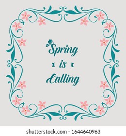 Beautiful pattern of leaf and floral frame, for romantic spring calling poster design. Vector