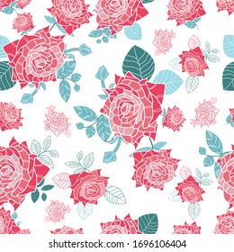 a beautiful pattern of lovely red roses