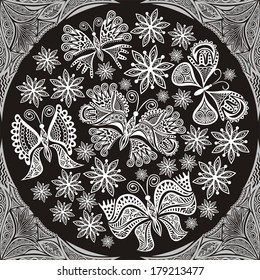 Beautiful pattern nature background butterflies vector illustration