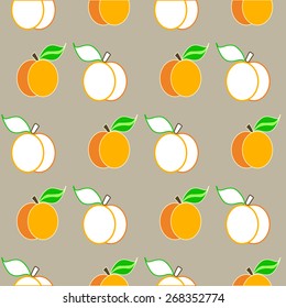 Beautiful pattern on a warm peach background with leaf and bone