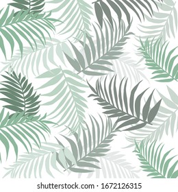 Beautiful Pattern with Palm Branches. Watercolor Repeating Vector Design