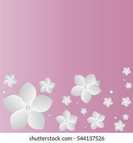 beautiful pattern paper flowers on a pink background vector illustration