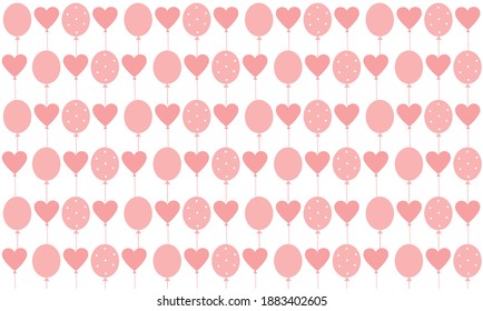 Beautiful pattern with pink balloons, Happy Valentine's day, cute design, art, decorative, love card, vector illustration
