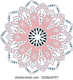 beautiful pattern of pink flower mandala flower, decoration .ornament on white background