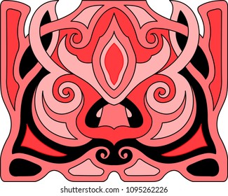 Beautiful pattern with pink pig face on white background