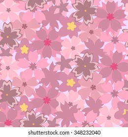 Beautiful pattern with pink sakura flowers.