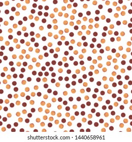 Beautiful Pattern Polka Dots of Soft orange and Dark moderate red color. Perfect for your design, textile, pattern fills, box, posters, cards, web page etc. Pattern under the mask. Vector.