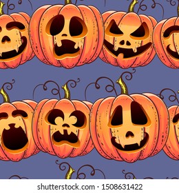 Beautiful pattern with pumpkins. Halloween pattern. Funny kids pattern