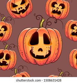 Beautiful pattern with pumpkins. Halloween pattern. Funny kids pattern