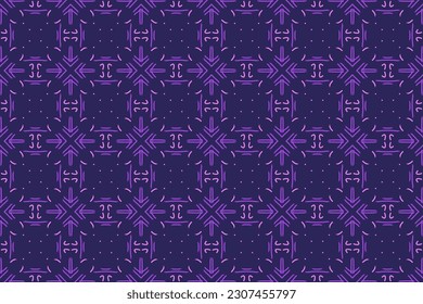 Beautiful pattern with purple color in seamless design. Vector illustration in ornate style line art.
