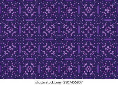 Beautiful pattern with purple color in seamless design. Vector illustration in ornate style line art.